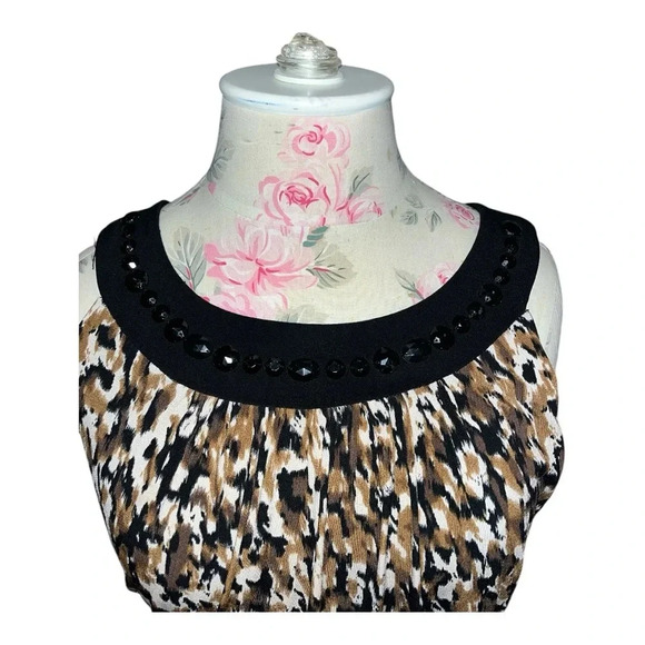 Perceptions New York Jeweled Neck Animal Print Dress Size 14 - Picture 4 of 10